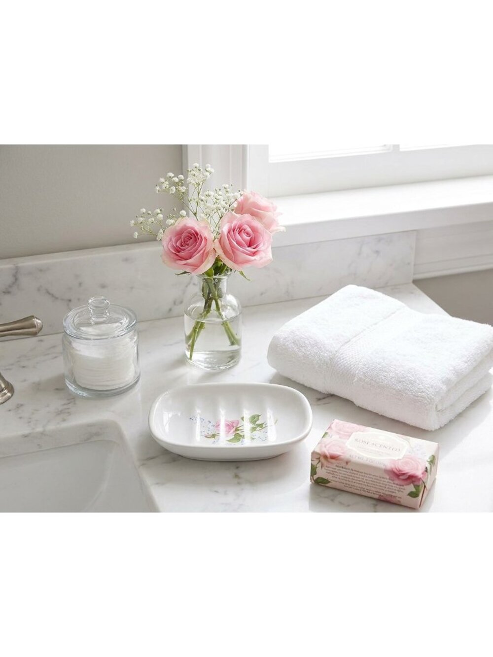 VTG Soap Dish Floral Porcelain Pink Rose Cottagecore Vanity Japan Decor Trinket